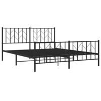 Bedframe met voetbord zonder matras metaal zwart 160x200 cm - thumbnail