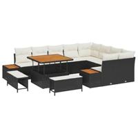 Tuinbankenset 12 pcs Zwart poly rattan - thumbnail