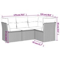 4-delige Loungeset met kussens poly rattan grijs - thumbnail