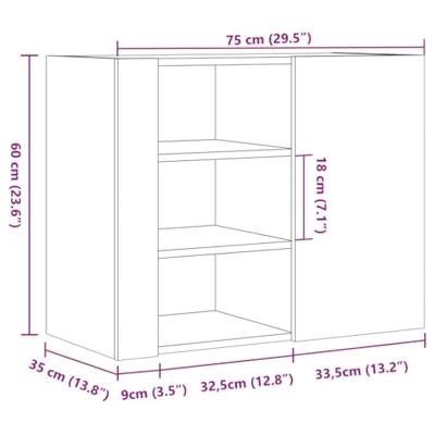 Wandkast 75x35x60 cm bewerkt hout bruin eikenkleurig Wandkast 75x35x60 cm bewerkt hout bruin eikenkleurig