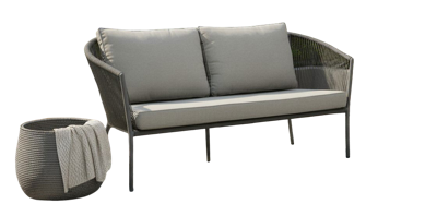 Reims lounge bench 2-seater 173x81x83,5 light grey alu/rope anthracite Eurofar - Eurofar