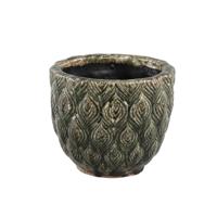 PTMD Pot Skipp groen met pauw M 19 X 19 X 16 - thumbnail