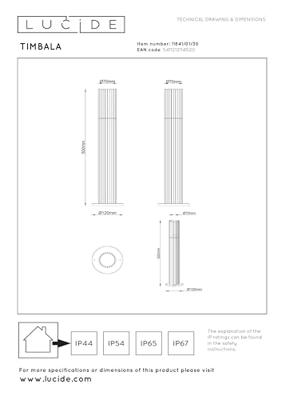 Lucide TIMBALA - Sokkellamp - 1xGU10 - IP44 - Zwart | Essential