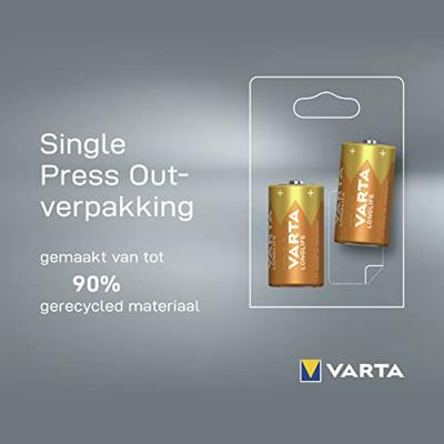 VARTA Longlife C Baby LR14 Batterij (verpakking met 2 stuks) Alkaline Batterijen - Made in Germany - ideaal voor afstandsbediening radio wekker en klok