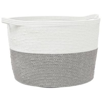 VidaXL Wasmand ø 60x36 cm katoen grijs en wit