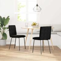 Eetkamerstoelen 2 st fluweel zwart - thumbnail