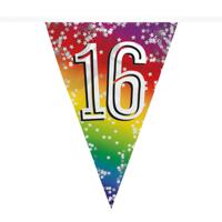 Vlaggenlijn Cijfer 16 Regenboog Met Sterren (6m) - thumbnail