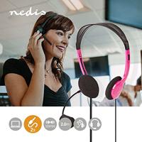 Nedis PC-Headset | On-Ear | Stereo | 2x 3.5 mm | 2 m | Roze | 1 stuks - CHST100PK CHST100PK - thumbnail