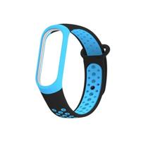 Kleurrijke siliconen polsband horlogeband voor Xiaomi mi band 3 & 4 (zwart blauw) - thumbnail