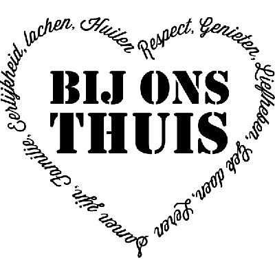 Bij ons thuis, hartvorm - Muursticker Bij ons thuis, hartvorm - Muursticker