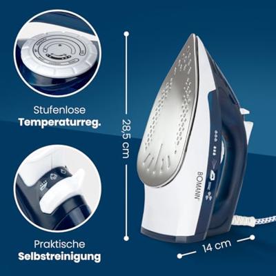 Bomann db 6004 cb stoomstrijkijzer 2200w 250ml blauw/wit