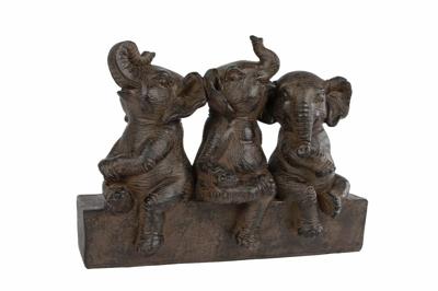 Gifts Amsterdam Sculptuur Three Elephants Bruin Polyst 25x11x18,5