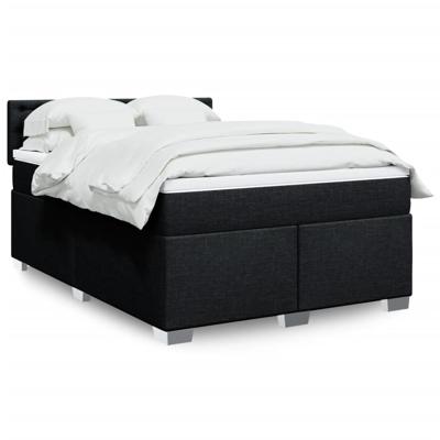 Boxspring met matras stof zwart 140x200 cm
