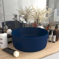 VidaXL Wastafel rond 40x15 cm keramiek mat donkerblauw - thumbnail