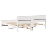 Bedframe met hoofdeinde Wit 200 x 200 cm Massief grenenhout - thumbnail