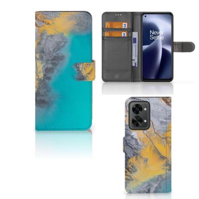 OnePlus Nord 2T | Bookcase | Marble Blue Gold