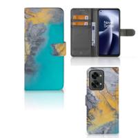 OnePlus Nord 2T | Bookcase | Marble Blue Gold - thumbnail