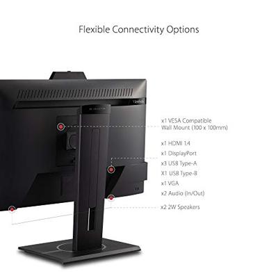 Viewsonic VG2440V 60,5 cm (24 inch) kantoormonitor (Full-HD, IPS-paneel, HDMI, DP, USB 3.2 Hub, webcam met microfoon, in hoogte verstelbaar, luidspreker, Eye-Care, 4 jaar omruilservice) zwart