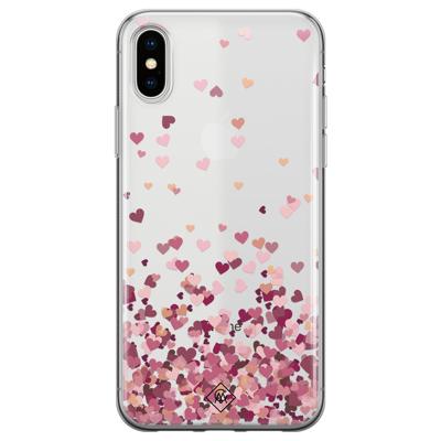 iPhone X/XS transparant hoesje - Falling hearts