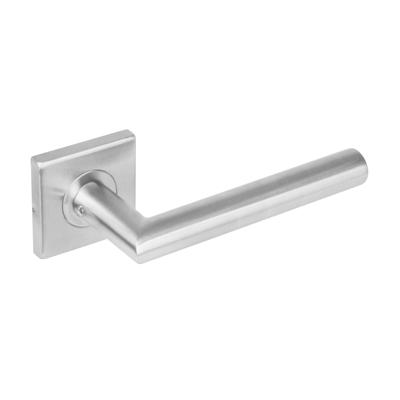 Intersteel Deurkruk Jura hoek 90° op vierkant rozet dubbel geveerd - RVS Intersteel Deurkruk Jura hoek 90° op vierkant rozet dubbel geveerd - RVS