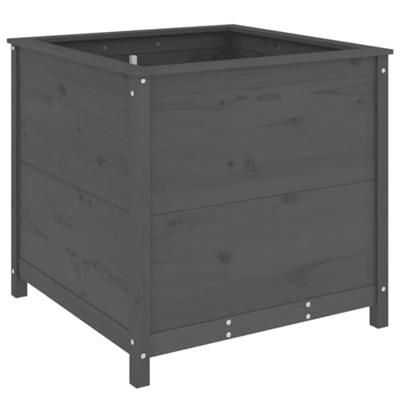 VidaXL Plantenbak 82,5x82,5x78 cm massief grenenhout grijs