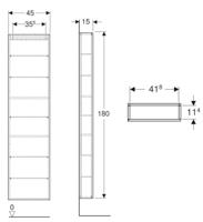Geberit iCon badkamerkast 45x180x15cm 1 deur softclose Spaanplaat Wit Hoogglans 502.317.01.1 - thumbnail