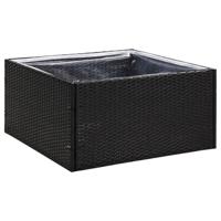 Plantenbak 80x80x40 cm poly rattan zwart - thumbnail