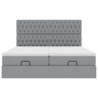 Ottoman bed met matrassen en LED's 180x200cm stof lichtgrijs - thumbnail