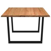 Eettafel met natuurlijke rand 180x120x74 cm massief eikenhout - thumbnail