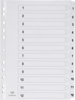 Pergamy tabbladen met indexblad, ft A4, 11-gaatsperforatie, karton, set 1-12 - thumbnail