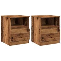 Nachtkastjes 2 st 40x40x50 cm bewerkt hout oud houtkleurig - thumbnail