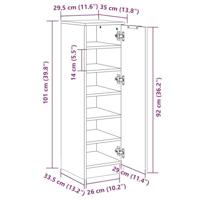Schoenenkast 30x35x100 cm bewerkt hout wit - thumbnail