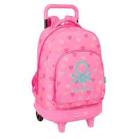 Schoolrugzak met Wielen Benetton Heart Roze 33 x 45 x 22 cm - thumbnail
