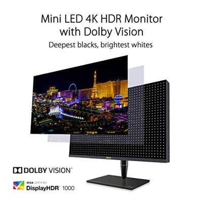 ASUS ProArt PA32UCX-PK 4K HDR IPS Mini LED-monitor - 32 inch, 1200 nits, 10 bit, Dolby Vision, HLG, 1152 zones, 99% DCI-P3, 99,5% Adobe RGB, 100% sRGB/Rec. 709, hardwarekalibratie, Thunderbolt 3