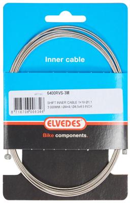 Schakel binnenkabel Elvedes 3000mm 1 x 19 draads RVS ø1,1mm N-nippel ø4×4 mm + T-nippel ø4,5×4,5 mm - Zilver