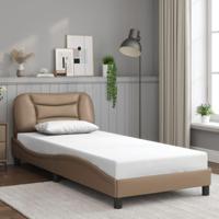 Bedframe met hoofdbord kunstleer cappuccinokleurig 90x200 cm - thumbnail