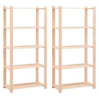 Opbergrekken 5-laags 2 st 80x38x170 cm grenenhout 250 kg - thumbnail