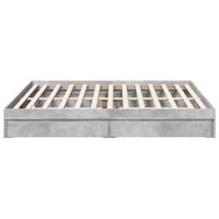 Bedframe met lades bewerkt hout betongrijs 200x200 cm - thumbnail