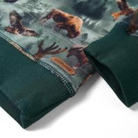 Kindertrui met runderen en adelaarsprint 104 donkergroen - thumbnail