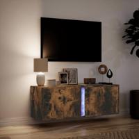 Tv-wandmeubel met LED-verlichting 100x31x35 cm gerookt eiken - thumbnail