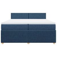 Boxspring met matras stof blauw 200x200 cm - thumbnail