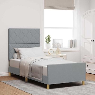 Bedframe met hoofdeinde Lichtgrijs 90 x 190 cm Stof