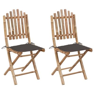 VidaXL Opklapbare stoelen (2 stuks) met kussens, bamboe VidaXL Opklapbare stoelen (2 stuks) met kussens, bamboe