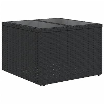 9-delige Loungeset met kussens poly rattan zwart