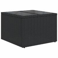 9-delige Loungeset met kussens poly rattan zwart - thumbnail