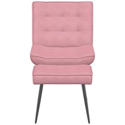 Relaxstoel met voetenbank fluweel roze
