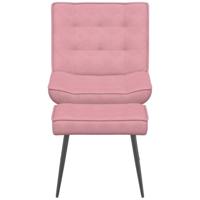Relaxstoel met voetenbank fluweel roze - thumbnail