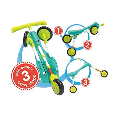 The Bugs Scuttlebug xl splodge loopfiets met 3 wielen junior turquoise/groen
