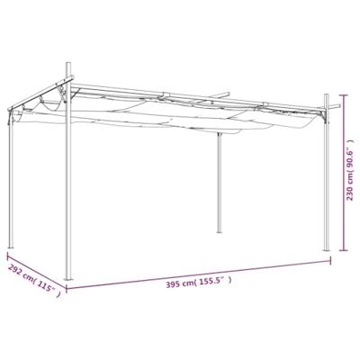 Pergola met uitschuifbaar dak 395x292x230 crèmekleurig