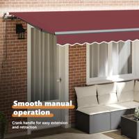 VidaXL Inklapbaar zonnescherm bordeauxrood 350 x 200 cm stof - thumbnail